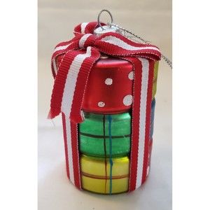 JS Stack Of Gifts Presents Boxes Glass Christmas Ornament